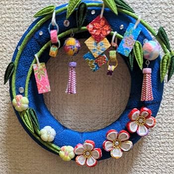 ちりめん細工 リース うさぎさんとおはな